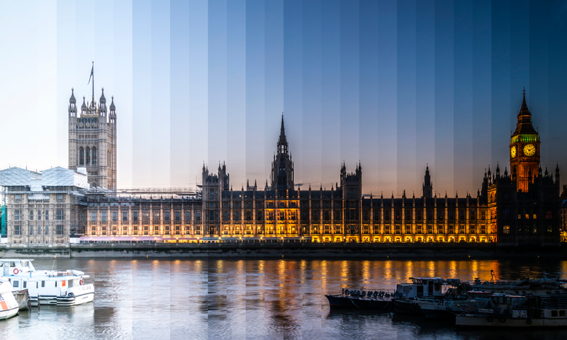 Illustration for article titled Here's what famous buildings look like from day to night in one photo